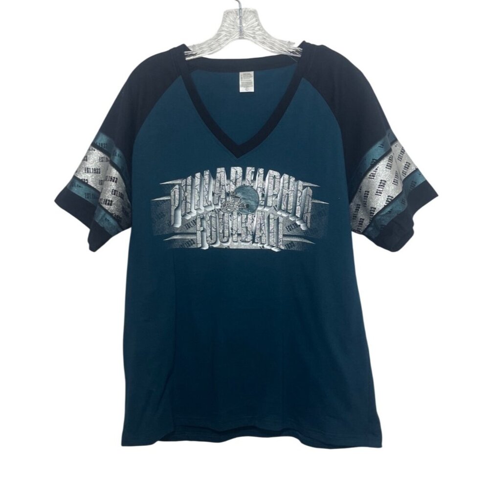 SImapak Philadelphia Football Graphic Vneck Tee Tshirt Large Blue Black New